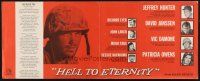 8g567 HELL TO ETERNITY promo brochure '60 art of WWII soldier Jeffrey Hunter in battle & with Owens!