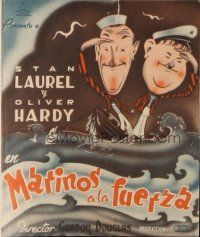 8g903 SAPS AT SEA Spanish herald 1944 different art of Stan Laurel & Oliver Hardy, Hal Roach