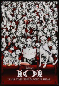 8h006 101 DALMATIANS int'l teaser 1sh '96 Walt Disney live action, dogs in theater!