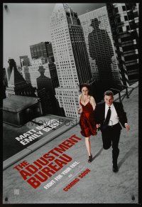 8h017 ADJUSTMENT BUREAU teaser DS 1sh '11 cool image of Matt Damon & sexy Emily Blunt on the run!