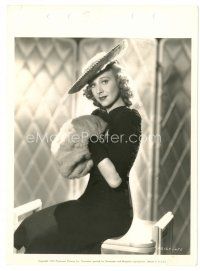 8j844 SHIRLEY ROSS 8x11 key book still '39 seated portrait holding fur muff making Cafe Society!