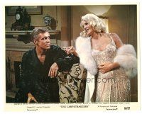 8j153 CARPETBAGGERS color 8x10 still '64 George Peppard glares at sexy Carroll Baker with drink!