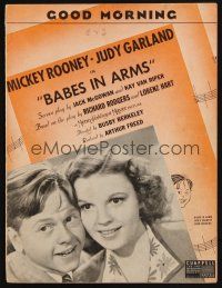 8m294 BABES IN ARMS sheet music '39 Mickey Rooney, Judy Garland, Good Morning!