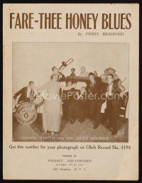8m306 FARE-THEE HONEY BLUES sheet music '20 great image of Mamie Smith and Her Jazz Hounds!
