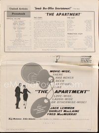 8m347 APARTMENT pressbook '60 Billy Wilder, Jack Lemmon, Shirley MacLaine!