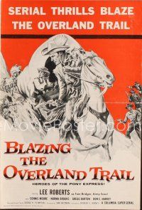 8m352 BLAZING THE OVERLAND TRAIL pressbook '56 Heroes of the Pony Express, Columbia serial!