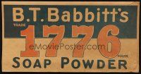 8p242 B.T. BABBITT'S 1776 SOAP POWDER 11x21 advertising poster '20s patriotically named detergent!