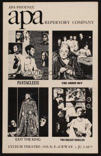 8p249 APA REPERTORY COMPANY stage play WC '68 Pantagleize, Show Off, Exit The King & Cherry Orchard