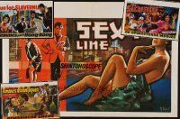 8s069 LOT OF 4 FORMERLY FOLDED BELGIAN POSTERS FOR JAPANESE MOVIES '60s great sex & crime art!