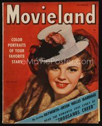 8s185 MOVIELAND magazine December 1943 great portrait of Judy Garland wearing fur by Tom Kelley!