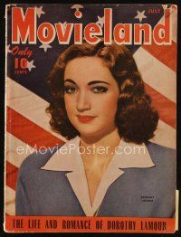 8s180 MOVIELAND magazine July 1943 patriotic portrait of sexy Dorothy Lamour by Tom Kelley!