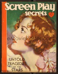 8s171 SCREEN SECRETS magazine September 1930 wonderful art of Joan Crawford by Henry Clive!