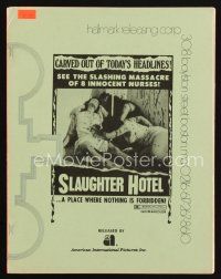 8s358 ASYLUM EROTICA pressbook '73 Klaus Kinski, slashing massacure, Slaughter Hotel!
