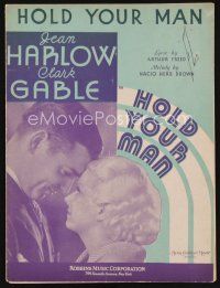 8s468 HOLD YOUR MAN sheet music '33 Jean Harlow & Clark Gable, the title song!