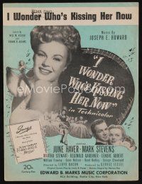 8s469 I WONDER WHO'S KISSING HER NOW sheet music '47 sexy June Haver, the title song!!