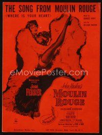 8s483 MOULIN ROUGE sheet music '52 sexy French dancer kicking leg, Where is Your Heart!