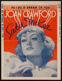 8s489 SADIE McKEE sheet music '34 portrait of beautiful Joan Crawford, All I Do is Dream of You!