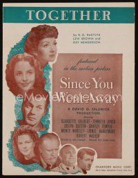 8s493 SINCE YOU WENT AWAY sheet music '44 Claudette Colbert, Shirley Temple, Together!