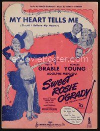 8s499 SWEET ROSIE O'GRADY sheet music '43 sexy full-length Betty Grable, My Heart Tells Me!