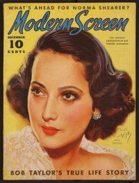 8s172 MODERN SCREEN magazine December 1936 wonderful art of pretty Merle Oberon by Earl Christy!