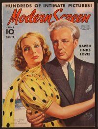 8s173 MODERN SCREEN magazine June 1938 art of Greta Garbo & Leopold Stokowski by Earl Christy!