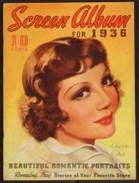 8s191 SCREEN ALBUM magazine 1936 wonderful artwork portrait of pretty Claudette Colbert!