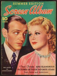 8s192 SCREEN ALBUM magazine Summer 1937, art of Fred Astaire & Ginger Rogers by Earl Christie!