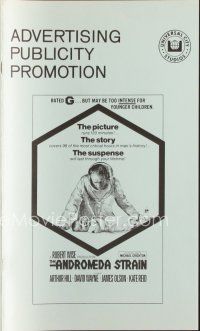 8s343 ANDROMEDA STRAIN pressbook '71 Michael Crichton novel, Robert Wise directed, Arthur Hill