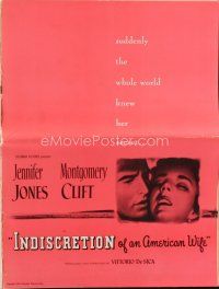 8s379 INDISCRETION OF AN AMERICAN WIFE pressbook '54 De Sica, Montgomery Clift, Jennifer Jones