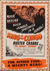 8s380 KING OF THE CONGO pressbook '52 Buster Crabbe as The Mighty Thunda, posters by Cravath!