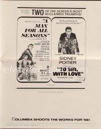 8s389 MAN FOR ALL SEASONS/TO SIR, WITH LOVE pressbook '70s two acclaimed screen triumphs!