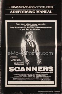 8s413 SCANNERS pressbook '81 directed by David Cronenberg, in 20 seconds your head explodes!