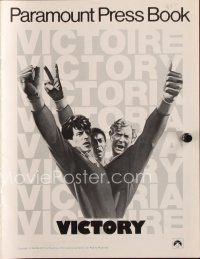 8s434 VICTORY pressbook '81 John Huston, art of soccer players Stallone, Caine & Pele by Jarvis!