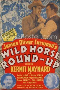 8s437 WILD HORSE ROUND-UP pressbook '37 Kermit Maynard, written by James Oliver Curwood!