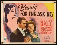 8t039 BEAUTY FOR THE ASKING style B 1/2sh '39 Patrick Knowles, great image of young Lucille Ball!