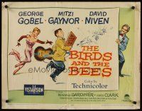 8t052 BIRDS & THE BEES style B 1/2sh '56 wacky art of George Gobel, Mitzi Gaynor, & David Niven!