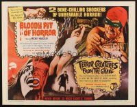 8t057 BLOODY PIT OF HORROR/TERROR-CREATURES FROM GRAVE 1/2sh '67 bone-chilling, unbearable horror!