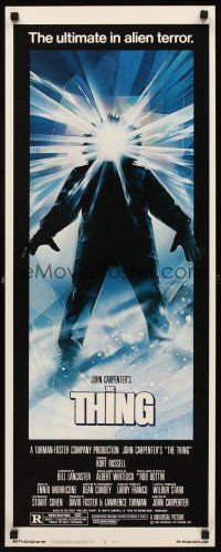 8w025 THING insert '82 John Carpenter, cool Drew Struzan art, the ultimate in alien terror!