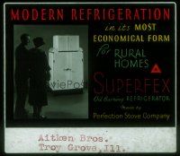 8x032 SUPERFEX OIL BURNING REFRIGERATOR advertising glass slide '20s economical for rural homes!