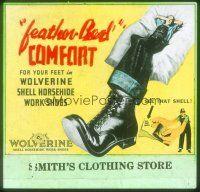 8x036 WOLVERINE SHELL HORSEHIDE WORK SHOES advertising glass slide '20s feather-bed comfortfor feet