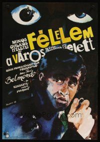 8y009 NIGHT CALLER Hungarian '78 Verneuil's Peur sur la ville, cool art of Jean-Paul Belmondo!