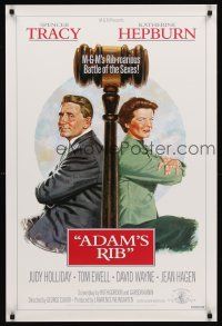8z035 ADAM'S RIB video 1sh R89 Tanenbaum art of husband & wife Spencer Tracy & Katharine Hepburn!