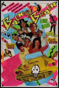 8z069 BACK TO THE BEACH 1sh '87 Avalon & Funicello w/Pee-Wee Herman, rocker Stevie Ray Vaughan!