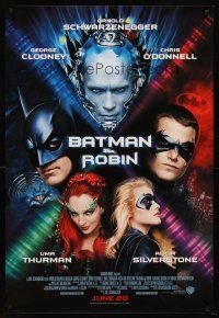 8z080 BATMAN & ROBIN advance 1sh '97 Clooney, O'Donnell, Schwarzenegger, Thurman, Silverstone