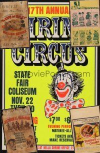 9a033 LOT OF 8 UNFOLDED WINDOW CARDS '40s-80s Shrine Circus + some western movie titles!