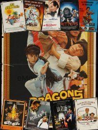9a034 LOT OF 18 FOLDED FRENCH 15x21 POSTERS '76 - '87 kung fu, horror, comedy, romance & more!