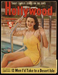 9a151 HOLLYWOOD magazine June 1941 sexy Jane Russell in swimsuit sitting at swimming pool!