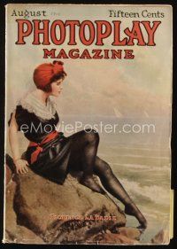 9a077 PHOTOPLAY magazine August 1914 full-length Florence La Badie on rock by the ocean!