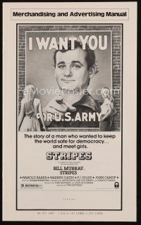 9a411 STRIPES pressbook '81 Ivan Reitman classic military comedy, Bill Murray wants YOU!