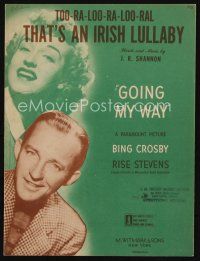 9a273 GOING MY WAY sheet music '44 Bing Crosby, Too-ra-loo-ra-loo-ral That's an Irish Lullaby!